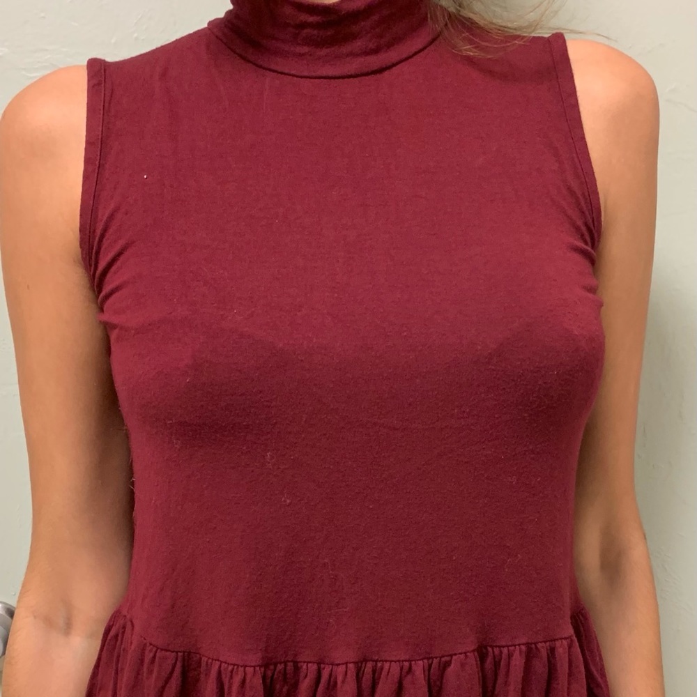 Maroon peplum sleeveless top